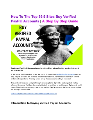 How To The Top 39.9 Sites Buy Verified PayPal Accounts | A Step By Step Guide