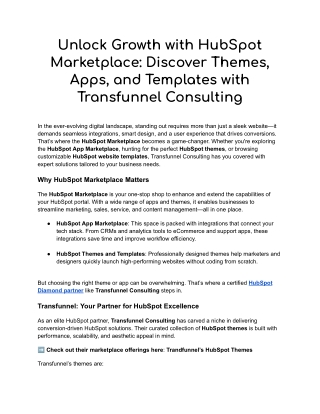 Unlock the Power of HubSpot Marketplace with Transfunnel’s Themes & Templates