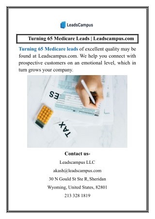 Turning 65 Medicare Leads Leadscampus