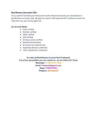 Buy Binance Accounts USA