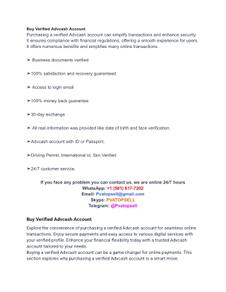 Top site to Buy Verified Advcash Account