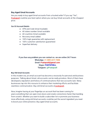 How to buy verified Old Gmail accounts_