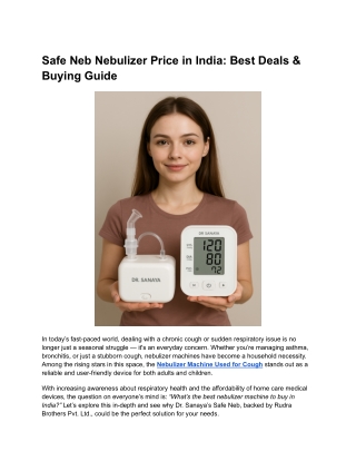 Safe Neb Nebulizer Price in India_ Best Deals & Buying Guide