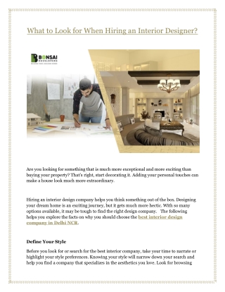 What to Look for When Hiring an Interior Designer?