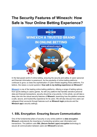 The Security Features of Winexch: How  Safe is Your Online Betting Experience?