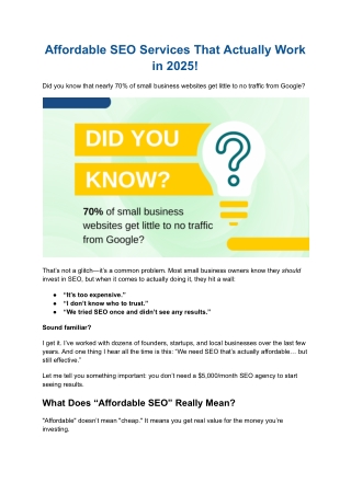 Affordable SEO Services That Actually Work in 2025
