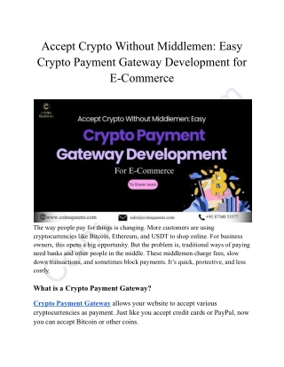 Accept Crypto Without Middlemen_ Easy Crypto Payment Gateway Development for E-Commerce