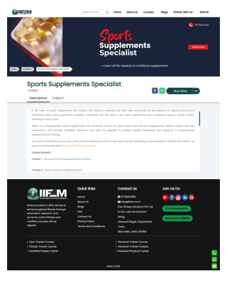 Sports Supplements Specialist Course
