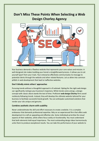 Don’t Miss These Points When Selecting a Web Design Chorley Agency