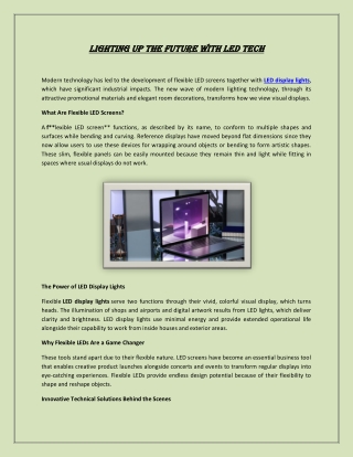 Lighting Up The Future With LED Tech