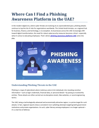 Where Can I Find a Phishing Awareness Platform in the UAE