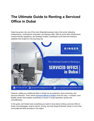 The Ultimate Guide to Renting a Serviced Office in Dubai