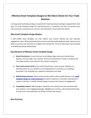 Effective Email Template Designs to Win More Clients for Your Trade Business
