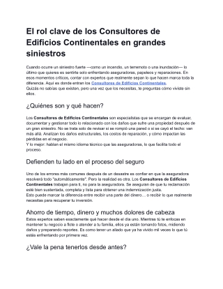 El rol clave de los Consultores de Edificios Continentales en grandes siniestros