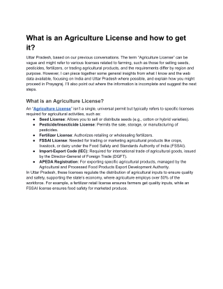 What is an Agriculture License and how to get it