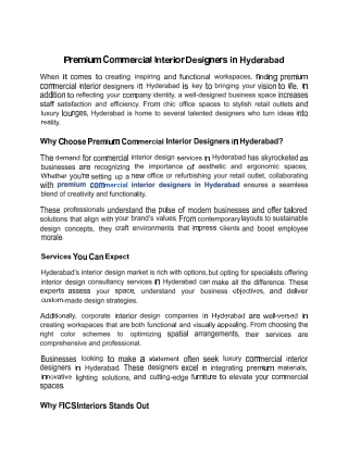 Premium Commercial Interior Designers in Hyderabad