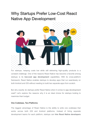 Why Startups Prefer Low-Cost React Native App Development
