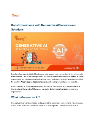 Boost Operations with Generative AI Services and Solutions