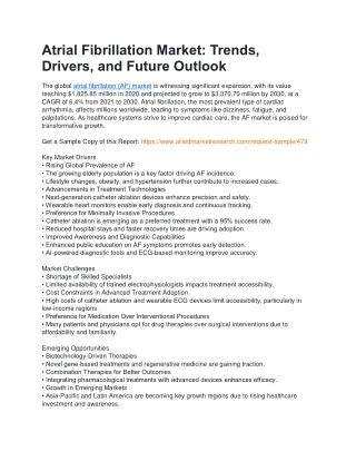 Atrial Fibrillation Market: Trends, Drivers, and Future Outlook