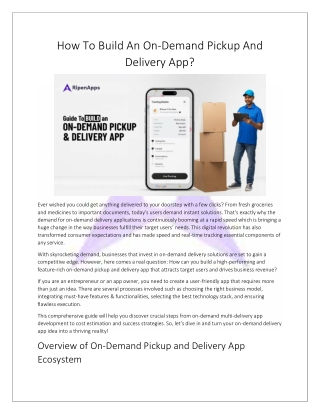 How To Build An On demand pickup and delivery app
