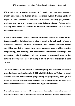 python Training in centre in nagercoil