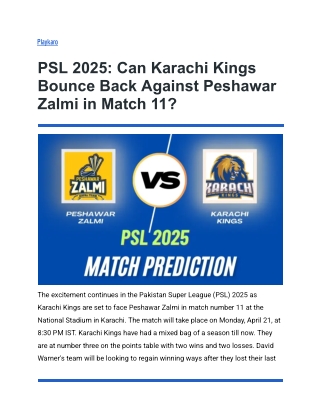 PSL 2025_ Can Karachi Kings Bounce Back Against Peshawar Zalmi in Match 11_
