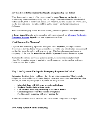 How Can You Help the Myanmar Earthquake Emergency Response Today