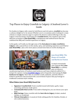 Top Places to Enjoy Crawfish in Calgary -A Seafood Lover’s Guide