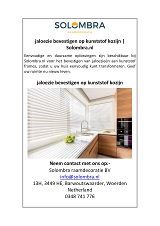 jaloezie bevestigen op kunststof kozijn  Solombra.nl