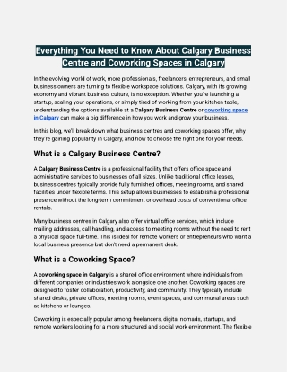 Everything You Need to Know About Calgary Business Centre and Coworking Spaces in Calgary