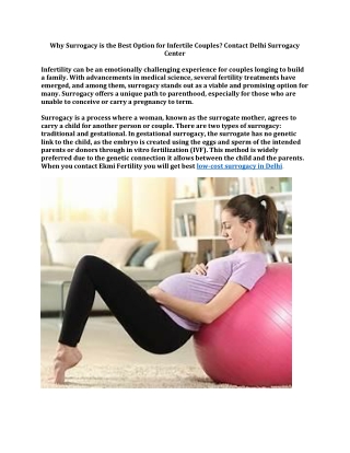 Why Surrogacy is the Best Option for Infertile Couples Contact Delhi Surrogacy Center