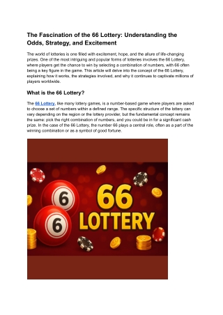 The Fascination of the 66 Lottery_ Understanding the Odds, Strategy, and Excitement