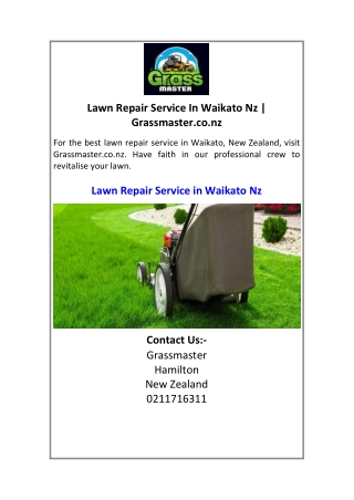 Lawn Repair Service In Waikato Nz  Grassmaster.co.nz