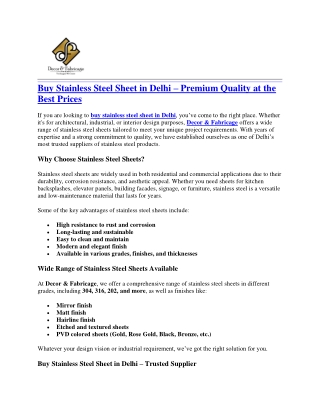 Buy Stainless Steel Sheet in Delhi