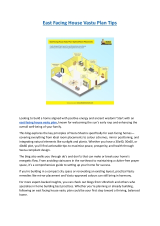 East Facing House Vastu Plan Tips