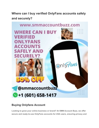 Where can I buy verified OnlyFans accounts safely and securely_