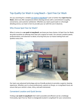 Top-Quality Car Wash in Long Beach – Spot Free Car Wash