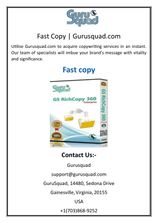 Fast Copy | Gurusquad.com