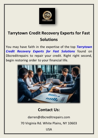 Tarrytown Credit Recovery Experts for Fast Solutions