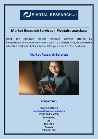Market Research Services Pivotalresearch.ca
