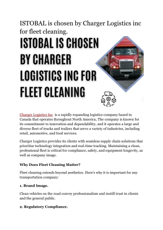 Istobal’s Truck Wash Innovation Powers Charger Logistics’ Clean Fleet Strategy