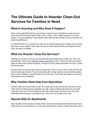 The Ultimate Guide to Hoarder Clean-Out Services for Families in Need
