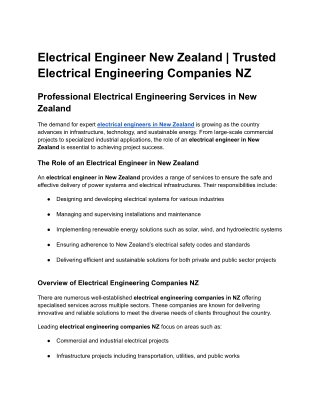Electrical Engineer New Zealand _ Trusted Electrical Engineering Companies NZ