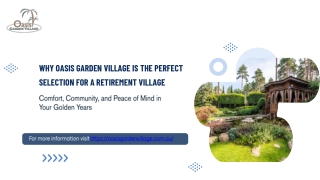 Why Oasis Garden Village Is the Perfect Selection for a Retirement Village