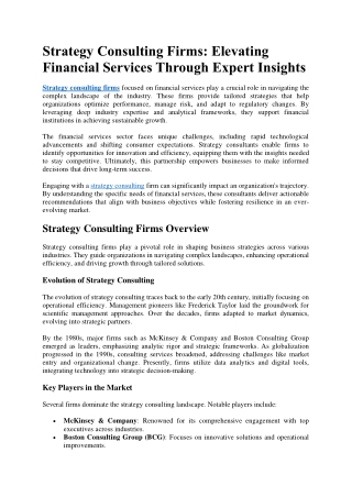 Strategy Consulting Firms Elevating Financial Services Through Expert Insights