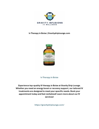 Iv Therapy in Boise | Gravitydriplounge.com