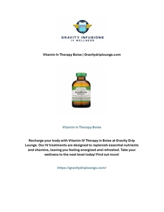 Vitamin Iv Therapy Boise | Gravitydriplounge.com