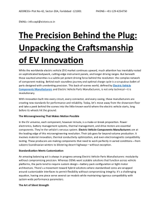 The Precision Behind the Plug Unpacking the Craftsmanship of EV Innovation