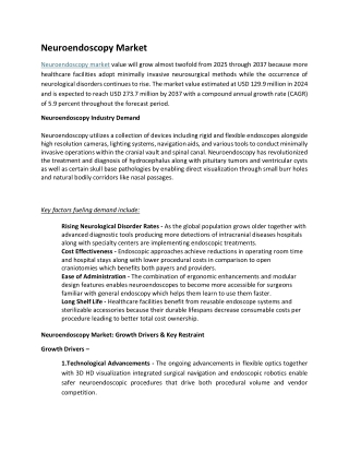 Neuroendoscopy Market Market 2025-2037 | Size, Growth, Industry Trends