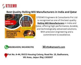 Best Quality Rolling Mill Manufacturers in India and Qatar